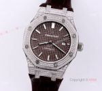 Swiss Audemars Piguet Royal Oak Brown Dial Iced Out Watches Replica For Sale